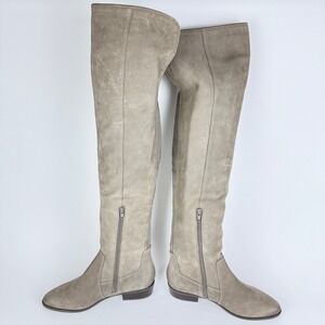 ALDO Women's Taupe Suede Over Knee Boots Side Zip Flat Heel Size 9 New w/o‎ box